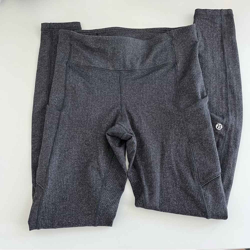 Lululemon Speed Up Tight Power‎ Luxtreme Variegated Knit Black Heather Black 6